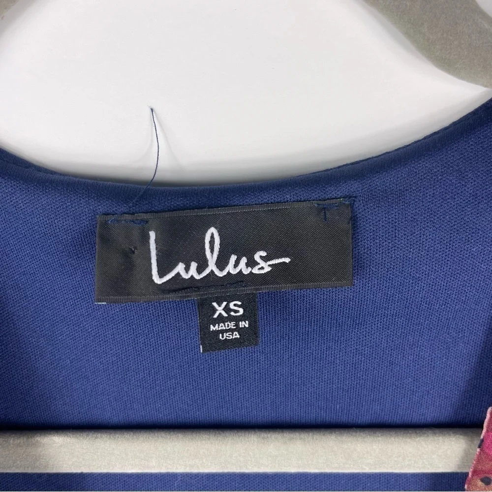 LULUS Pretty Pretender Navy Floral Wrap Dress Long Sleeve Dress WOMENS XS - Picture 10 of 10